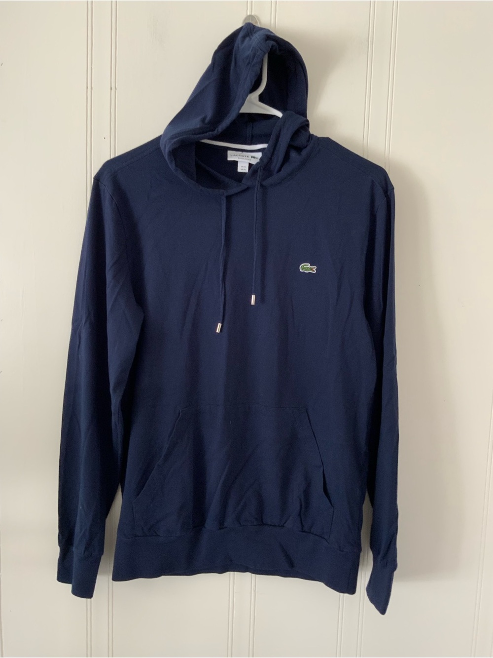 Lacoste Navy Hoodie with Green Croc Patch
